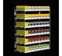Présentoir mural pour magasin, supermarché ou supérette, distributeur automatique de cigarettes, gain de place, pré-assemblé, 10 paquets, en acrylique, avec plateau poussoir, 5 niveaux et 10