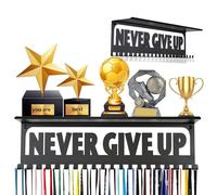 Présentoir mural pour trophée, support de rangement réutilisable, support en acier robuste avec crochets et étagère | Présentoir pour coureurs de fitness