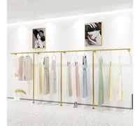 Présentoir Mural Simple en métal pour Magasin de vêtements, Portant Robuste en Tubes dorés de Style Industriel, Tringle de Suspension pour vêtements et Serviettes, Porte-Serviettes en Forme