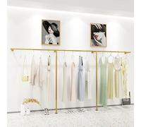 Présentoir Mural Simple en métal pour Magasin de vêtements, Portant Robuste en Tubes dorés de Style Industriel, Tringle de Suspension pour vêtements et Serviettes, Porte-Serviettes en Forme