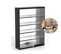 Présentoir Mural Transparent avec verrou de sécurité, Support de Charge Robuste pour boîtes d'allumettes, briquets, Chewing-Gum, Noir, 60 x 80,5 x 17 cm