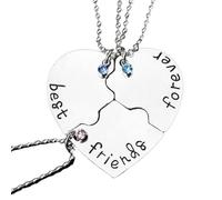 Présentoir Nettoyeur Bijoux Best Friends Forever And Ever Necklace With Broken Heart Charm Pendant Set Necklace Three Or Four Piece Set Porte-bijoux Cornaline Colliers Organisateur (B, One Size)