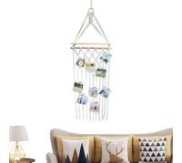 Présentoir photo - Décoration murale - Style bohème - Avec éclairage LED - En macramé - Style bohème - Pour dortoir d'étudiant, salon, appartement, chambre d'enfant, maison et femme