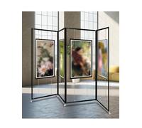 Présentoir pliable robuste à roulettes,en alliage d'aluminium de qualité commerciale,idéal for les galeries d'art et les expositions, ainsi que for l'affichage de posters(3pcs,5.9x2.6ft)