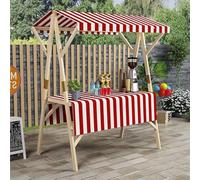 Présentoir portable en bois - Kiosque pliable avec auvent pour vendeurs d'extérieur, affichage de nourriture léger pour hot-dogs, crème glacée et plus encore (bleu, 150 x 60 x 200 cm)