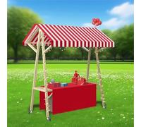 Présentoir portable en bois pour vendeurs de marché en plein air, kiosque pliable avec auvent pour hot-dogs/gelato/nourriture, usage commercial, 120 cm, rouge