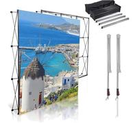 Présentoir portable Pop Up, support pliable en tissu avec sac de transport pour concerts et événements, cadre en fer, 300 x 305 cm