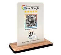 Présentoir pour avis Google NFC et code QR - Panneau / affichage pour avis pour comptoir, réception, cabinet, restaurant, studio - Présentoir d'avis pour critiques/avis (blanc, V1 DIN A5)