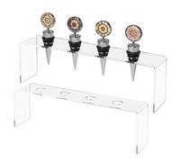 Présentoir pour Bouchons de Vin - Étagères en Acrylique 2 Pièces - Organisateur 4 Emplacements Transparent Antidérapant Solution de Rangement à Étages pour Maison Cuisine