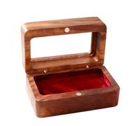 Présentoir pour boutons de manchette et bagues, en bois, dessus transparent