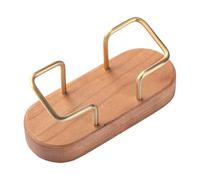 Présentoir pour cartes de visite - 12 cm - Organiseur de nom de bureau en bois de - Base en métal en hêtre - Accessoire de réseautage élégant pour réunions de foires et professionnels