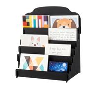 Présentoir pour cartes postales - Organiseur de comptoir compact, cadre en bois lisse, disposition à quatre niveaux, disposition multi-fentes | Autocollants pour marchés artisanaux, vendeurs, magasins