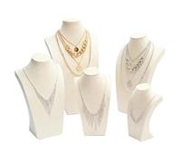 présentoir pour colliers Présentoir de colliers en flanelle, présentoir bijoux, modèle cou, support d'accessoires, d'image, armoire(Beige,Height 19cm)