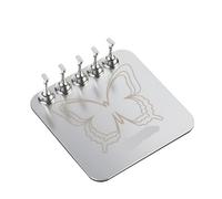 Présentoir pour ongles Porte-ongles papillon rose 6 pièces/ensemble, support de pratique for faux ongles, Base Aurora, magnétique complet, plateau for Salon Nail Art(Silver Butterfly)
