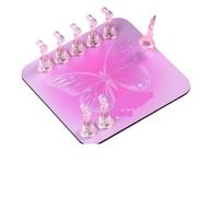 Présentoir pour ongles Porte-ongles papillon rose 6 pièces/ensemble, support de pratique for faux ongles, Base Aurora, magnétique complet, plateau for Salon Nail Art(Pink Round)
