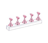 Présentoir pour ongles Support magnétique Transparent for faux-ongles, présentoir à pression for ongles, peinture acrylique/formation, 10/5 pièces(5pcs-Rose gold)