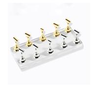 Présentoir pour ongles Support magnétique Transparent for faux-ongles, présentoir à pression for ongles, peinture acrylique/formation, 10/5 pièces(10pcs-Gold silver)