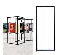 Présentoir pour Panneaux d'art, Support D'exposition Multi-Plis, Stand D'exposition Portable avec Crochet Et Câble Métallique, Panneau D'affichage Marketing Commercial(3pcs,100x250cm/39.4x98.4in)