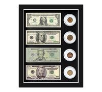 Présentoir pour pièces de monnaie de défi, cadre militaire, cadre pour billets, 28 x 35,6 cm, peut contenir 4 $US et 4 pièces d'un diamètre