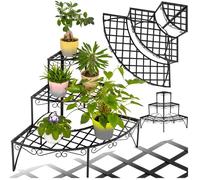 MEUBLE SUPPORT POUR PLANTE - TECTAKE - Étagère pour plantes droite AILEEN avec ornements Design en éventail - Noir