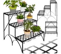 MEUBLE SUPPORT POUR PLANTE - TECTAKE - Étagère pour plantes droite MICHELLE Montage rapide avec ornements - Noir