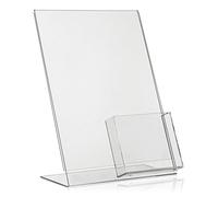 Présentoir publicitaire DIN A4, support en L, avec compartiment extra DIN A6/DIN long (DL) comme support de table en Plexiglas.