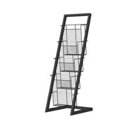 Présentoir Publicitaire en Fer, Présentoir À Magazines À 4 Ou 5 Niveaux, Surface D'affichage Étagée, for La Maison, L'école Et La Bibliothèque(Black,4-Layer)