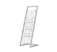 Présentoir Publicitaire en Fer, Présentoir À Magazines À 4 Ou 5 Niveaux, Surface D'affichage Étagée, for La Maison, L'école Et La Bibliothèque(White,4-Layer)