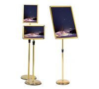 Présentoir Réglable En Acier Inoxydable, Support Robuste For Menus A2 - Socle D'affichage Avec Base Ronde, Idéal For Restaurants, Événements Et Signalétique Commerciale.(Gold,A3)