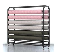 Présentoir réglable pour rouleau de tissu avec roulettes, support de rangement en métal robuste pour papier peint, nappe et film de fenêtre, 12 tringles de 175 cm de haut, parfait pour un usage