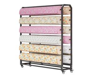 Présentoir robuste pour rouleaux de tissu, chariot de présentation textile réglable avec barre de suspension, organisateur commercial de films vinyle pour rouleaux de 8 à 16 pouces, idéal po