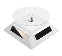 Présentoir rotatif à 360 degrés à énergie solaire pour bijoux, montres et petits accessoires avec plateau tournant (blanc)