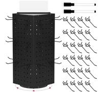 Présentoir rotatif avec 24 crochets, panneau perforé en métal, présentoir de marchandises, pour la vente d'accessoires, vendeurs et événements, salons d'artisanat et foires (noir)
