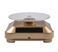 Présentoir rotatif motorisé à 360 degrés pour bijoux, montres, téléphones, plateau tournant à énergie solaire avec 4 panneaux latéraux, matériau ABS, 10 x 10 x 4 cm (doré)