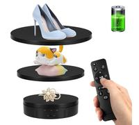 Présentoir rotatif motorisé à distance, plate-forme rotative électrique avec couvercles de rechange de 14,5/17,8/22 cm, plateau tournant 3 en 1 avec batterie rechargeable pour diffusion en direct,