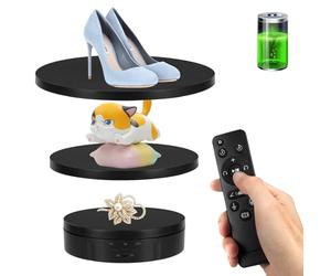Présentoir rotatif motorisé à distance, plate-forme rotative électrique avec couvercles de rechange de 14,5/17,8/22 cm, plateau tournant 3 en 1 avec batterie rechargeable pour diffusion en direct,