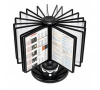 Présentoir rotatif pour catalogue, 20 panneaux double face, support de | Peut contenir jusqu'à 40 pages avec angle de vue réglable, panneaux en PP/PVC givré et base en fer antidérapante