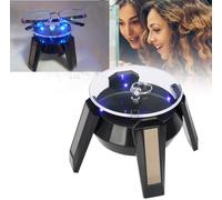 PréSentoir Rotatif Solaire, Plaque Tournante Rotative à 360 ° avec La LumièRe De LED pour L'Affichage De Bijoux De TéLéPhone De Montre (Noir)