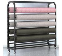 Présentoir roulant de grande taille avec barre de suspension réglable, support de rangement commercial pour bobines de vinyle, films de transfert de couleur pour voiture, nappes, emballages, gain de