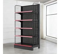 Présentoir simple face pour supermarché, présentoir de rangement pour snacks avec filet de sécurité double face, gondoles pour supérettes.(90x165cm)