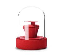 Présentoir Support de boucle d'oreille, support rangement en velours for avec couvercle verre for vitrine, présentoir à bijoux, coiffeuse et salon professionnel Range-bijoux(Red)