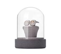 Présentoir Support de boucle d'oreille, support rangement en velours for avec couvercle verre for vitrine, présentoir à bijoux, coiffeuse et salon professionnel Range-bijoux(Grigio)