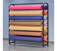 Présentoir suspendu réglable pour rouleaux de tissu, grand format, en acier robuste avec roulettes, étagère suspendue réglable pour rouleaux de vinyle/cuir et papier peint, épaisseur de la b
