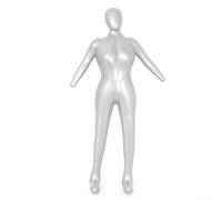 Présentoir torse féminin argent 165cm avec bras