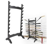 Présentoir Vertical pour épées - Support Robuste sur Pied pour 6 à 12 épées - Idéal pour Organiser et Ranger Votre Collection d'armes d'arts Martiaux et de katanas.