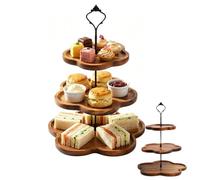 Présentoirs à Gâteau Bois à 3 Niveaux,Présentoir à Cupcakes Apéritif Buffet | Support à Dessert 3 Étages avec Poignée en Métal pour Fruits,Fête d'Anniversaire,Mariage,Thé de l'Après-midi