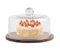 Présentoirs À Gâteau Présentoir À Gâteaux en Bois D'acacia avec Couvercle en Verre, 1 Pièce Cake Stand