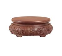 Présentoirs De Vase Bonsaï à base ronde avec sculpture en relief, support for plantes d'intérieur et d'extérieur en bois Décoration de la Maison(X-Small)