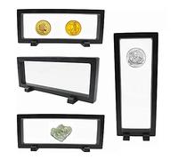 Présentoirs Transparents 3D, Lot De 4 Cadre Flottant 3D, Boite D'Affichage De Piece De Monnaie, Présentoirs Transparents 3D, Présentoirs Flottants 3D, 23*9*2 cm (Noir)