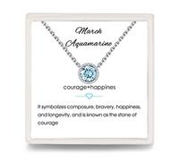 Presentski Aigue Marine Collier Pendentif Solitaire Collier Pierre de Naissance pour Femme Filles